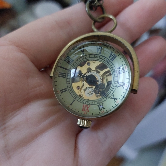 Rare Vintage Free People Steampunk Gear & Clock Necklace